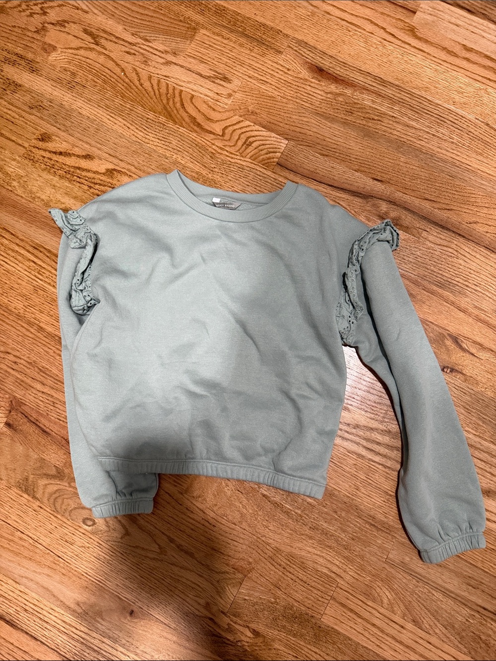 Lucky Brand Girls Sage Green Ruffle Shoulder Sweatshirt